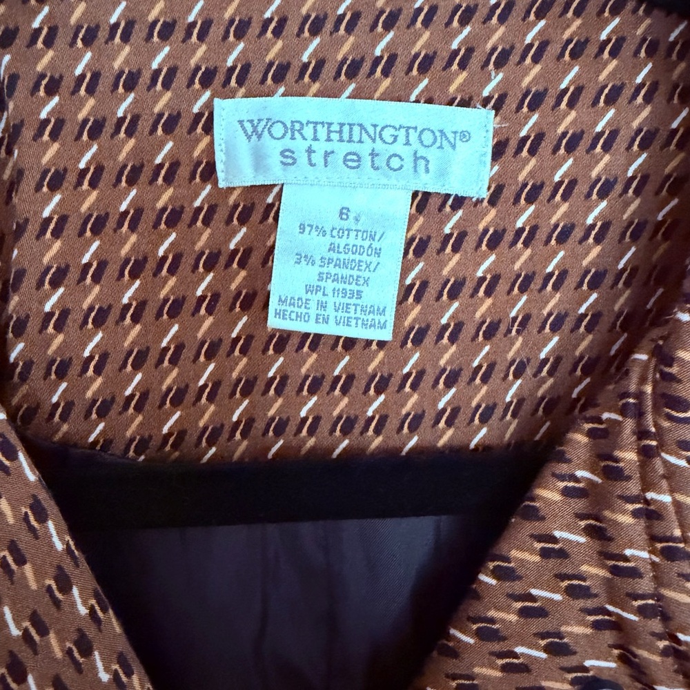 Worthington Brown Houndstooth Jacket. Size 8 - Picture 2 of 8